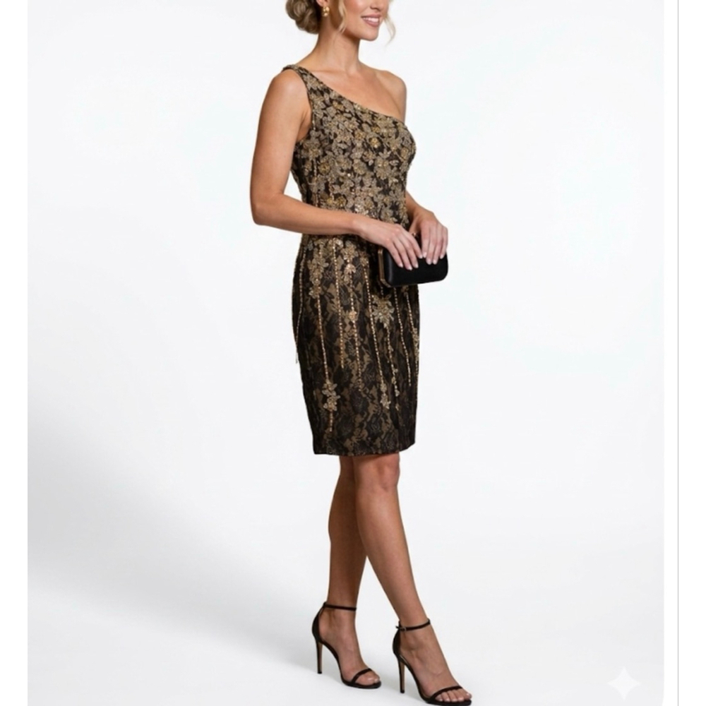 Sue Wong Nocturne Beaded One Shoulder Cocktail Dress 4